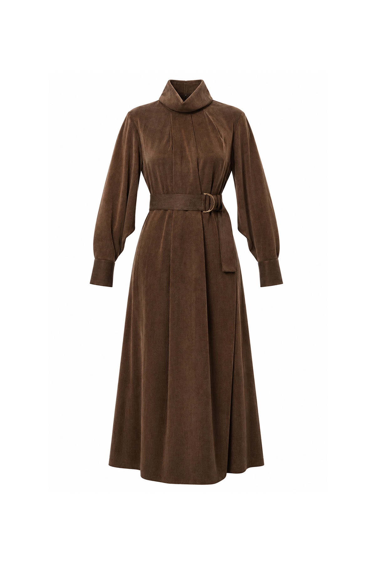 Платье с поясом и воротником-стойкой VASSA&Co, пол female, цвет brown
