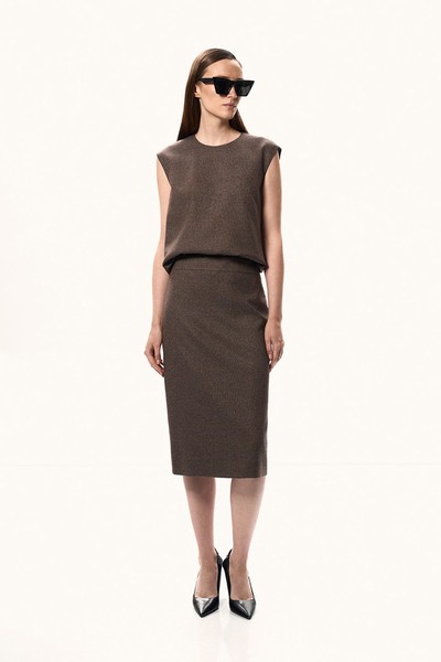 Юбка-карандаш в клетку VASSA&Co, пол female, цвет brown