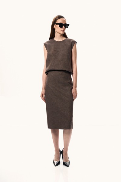 Юбка-карандаш в клетку VASSA&Co, пол female, цвет brown