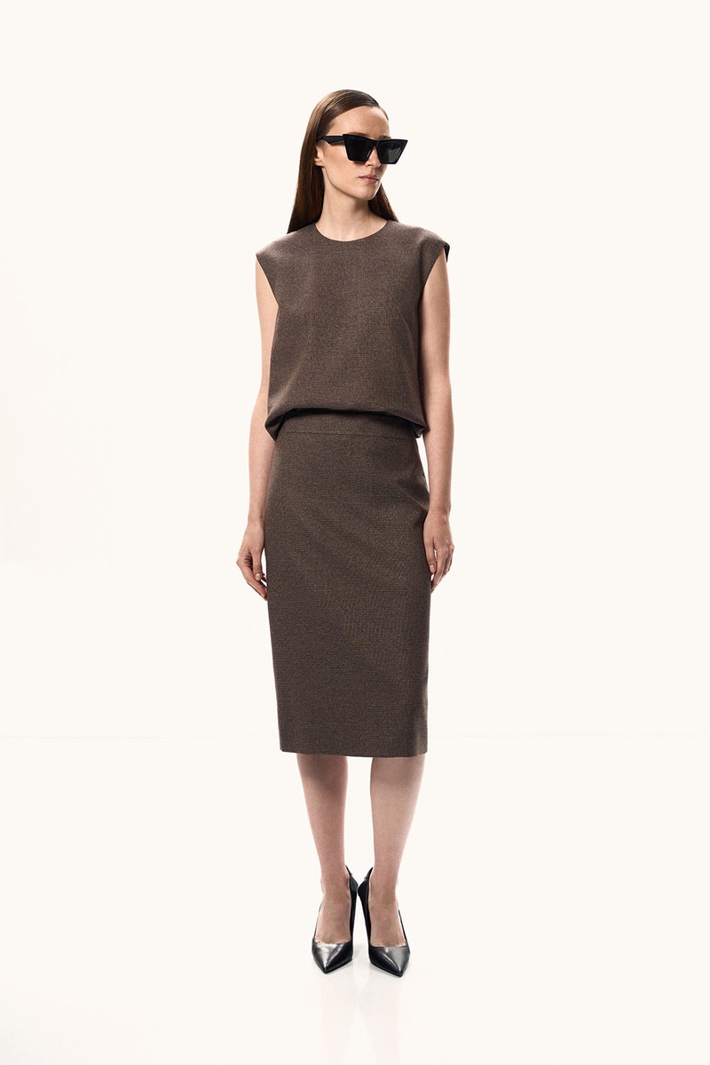 Юбка-карандаш в клетку VASSA&Co, пол female, цвет brown