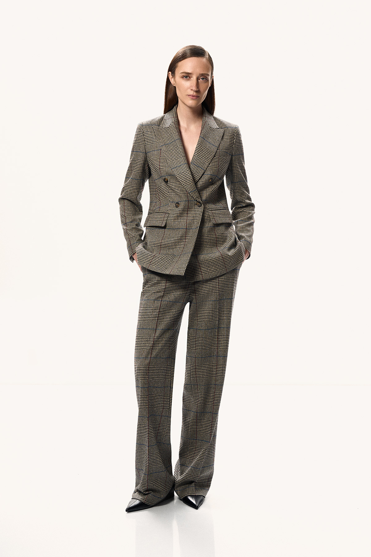 Брюки широкие в клетку VASSA&Co, пол female, цвет brown
