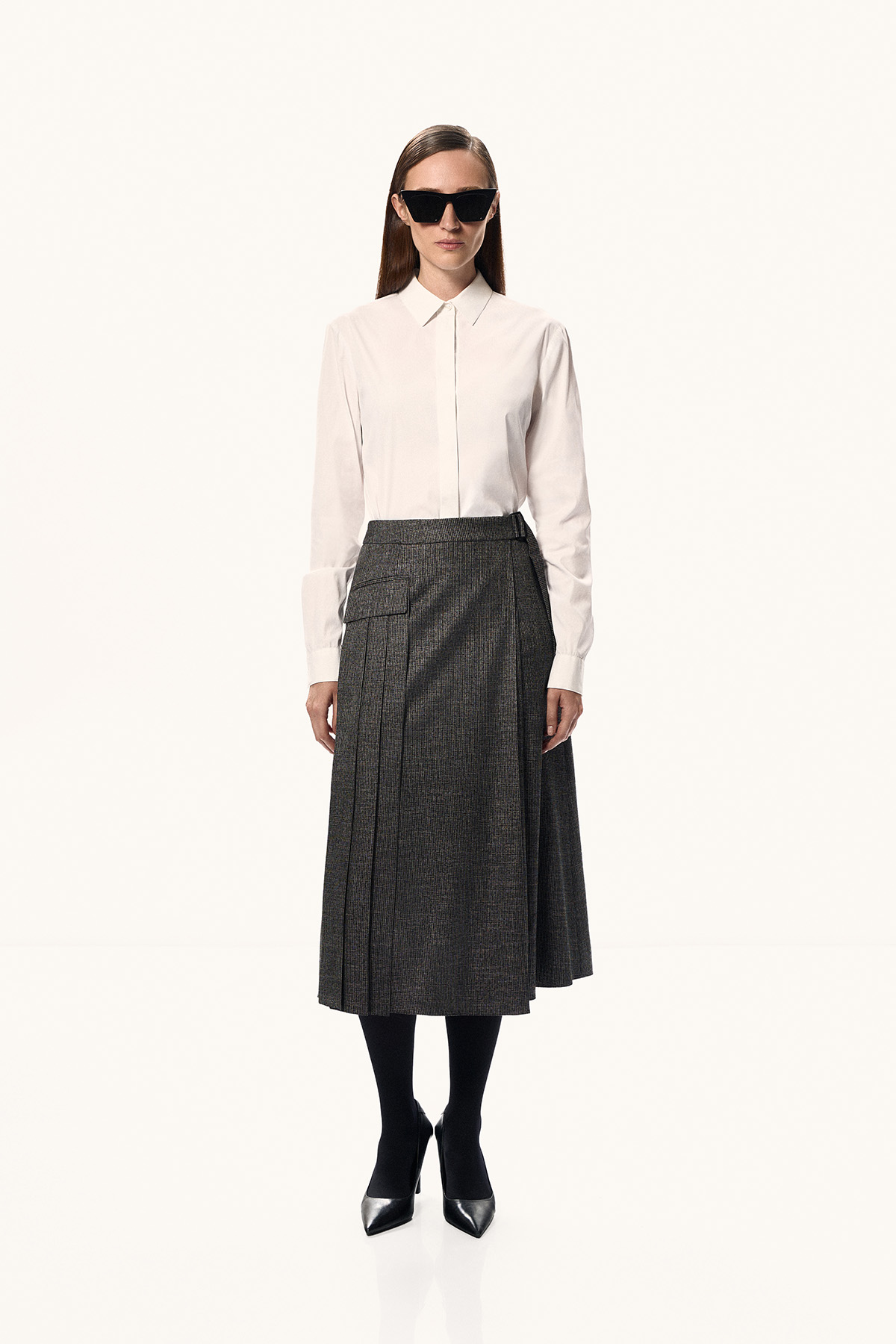 Юбка с асимметричным запахом VASSA&Co, пол female, цвет серый