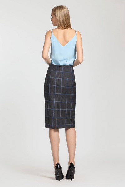 Зауженная юбка в клетку с высокой посадкой VASSA&Co, пол женский, цвет серый, фото №3