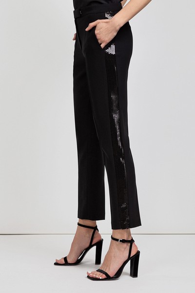 Эффектные брюки с лампасами из пайеток VASSA&Co, пол женский, цвет черный, фото №2
