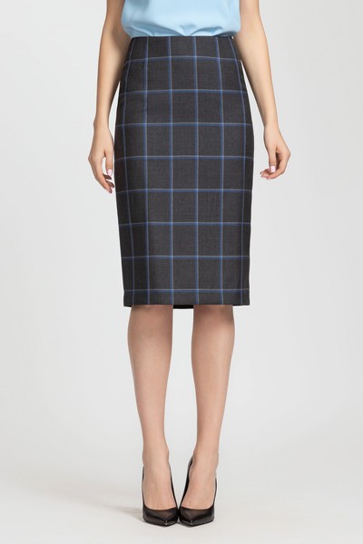 Зауженная юбка в клетку с высокой посадкой VASSA&Co, пол женский, цвет серый, фото №2