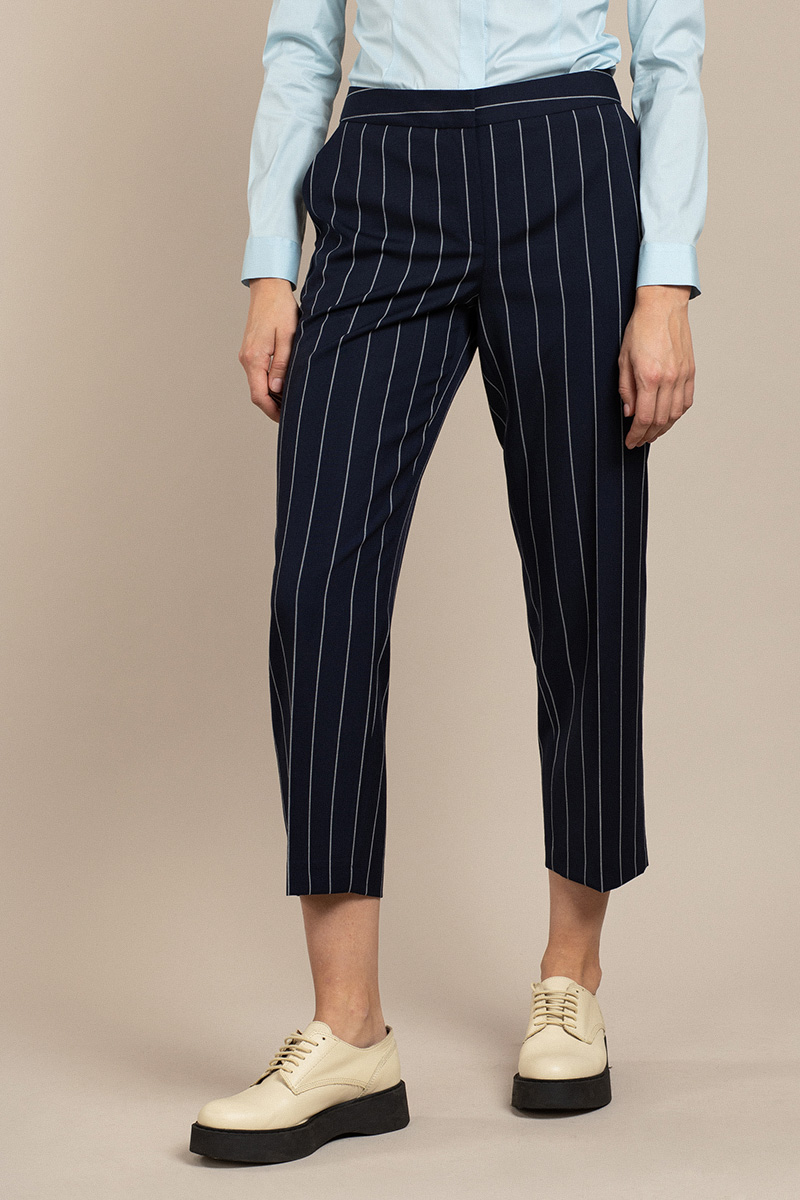 Укороченные брюки прямого кроя VASSA&Co, пол женский, цвет синий, фото №2