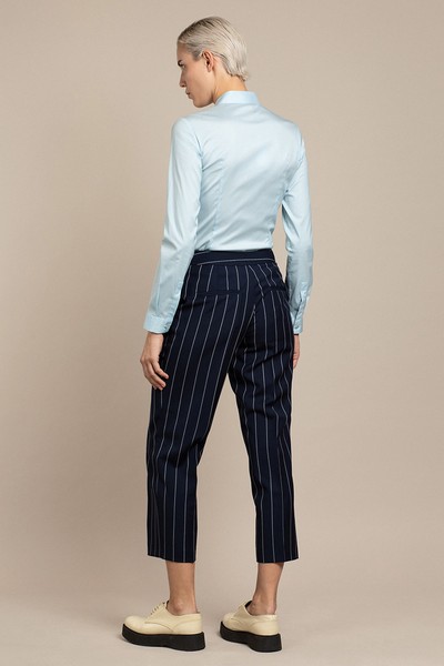 Укороченные брюки прямого кроя VASSA&Co, пол женский, цвет синий, фото №3