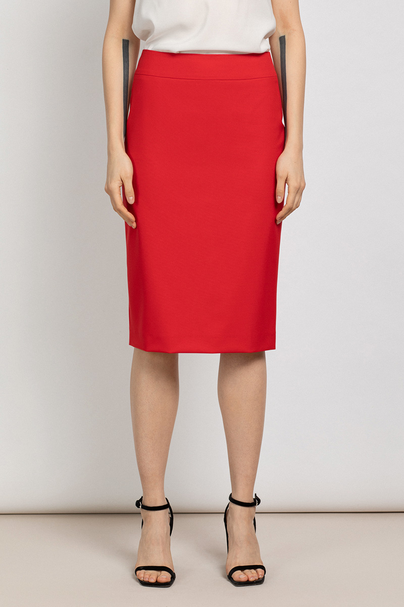 Классическая юбка зауженного силуэта VASSA&Co, пол женский, цвет красный, фото №2