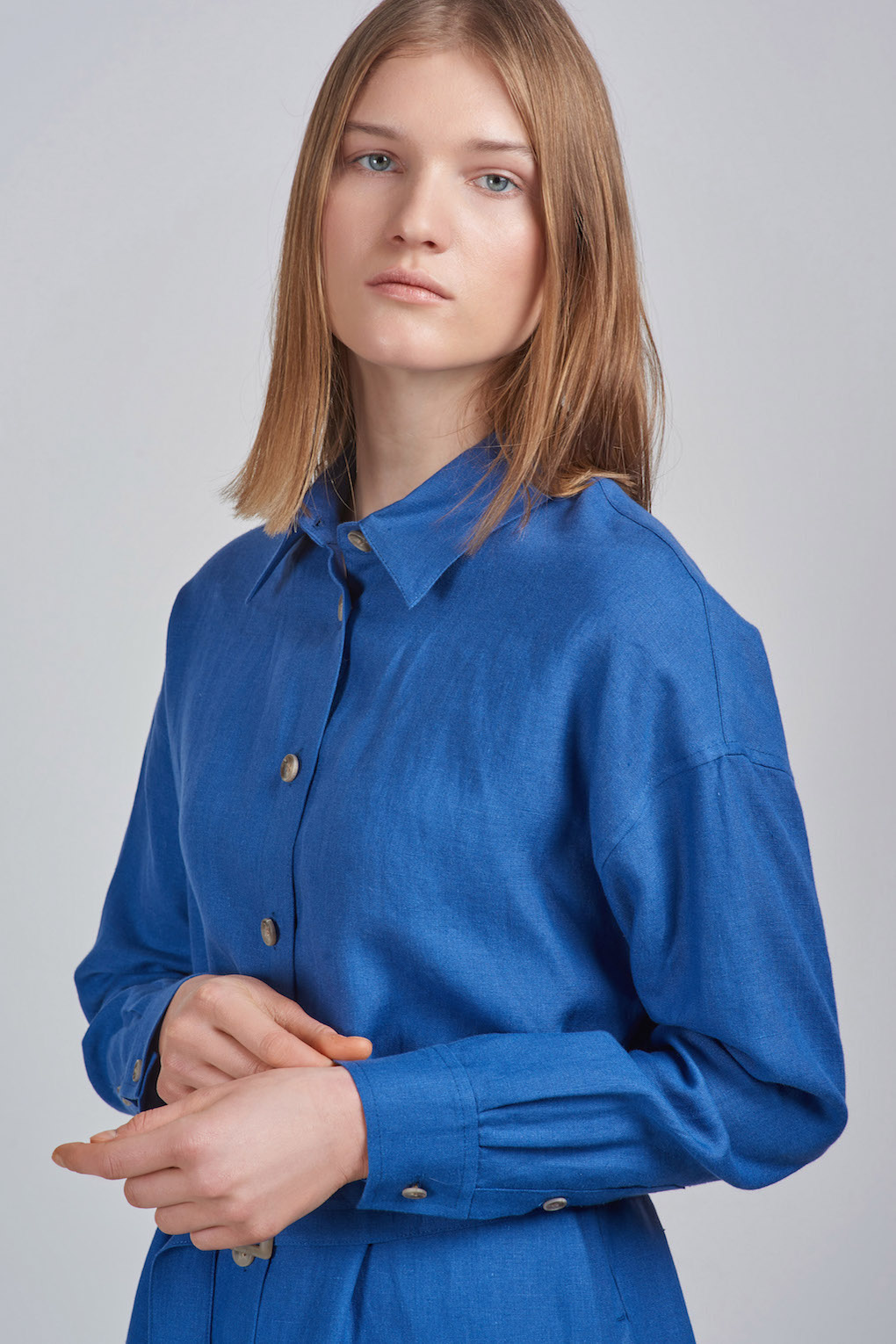 Платье льняное VASSA CODE, пол женский, цвет синий, фото №2