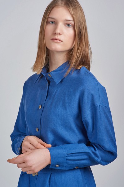 Платье льняное VASSA CODE, пол женский, цвет синий, фото №2