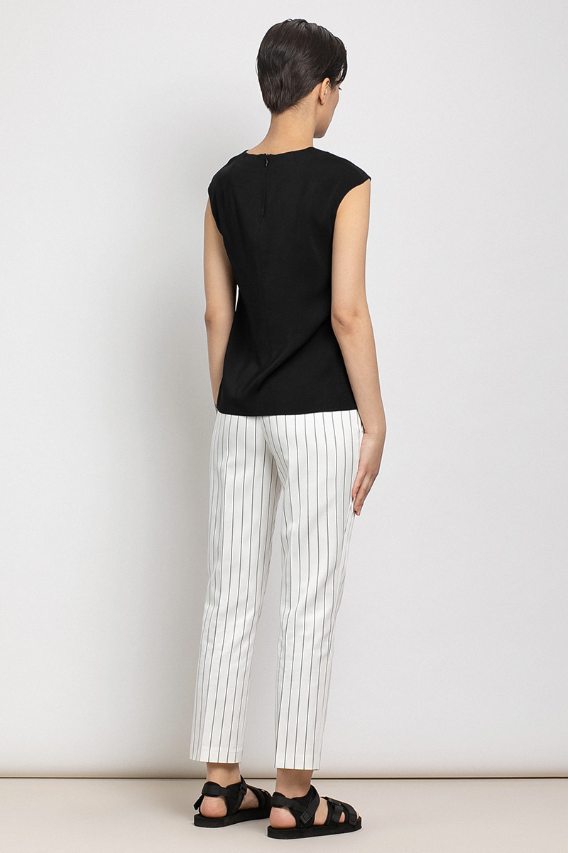 Зауженные брюки в полоску VASSA&Co, пол женский, цвет белый, фото №3