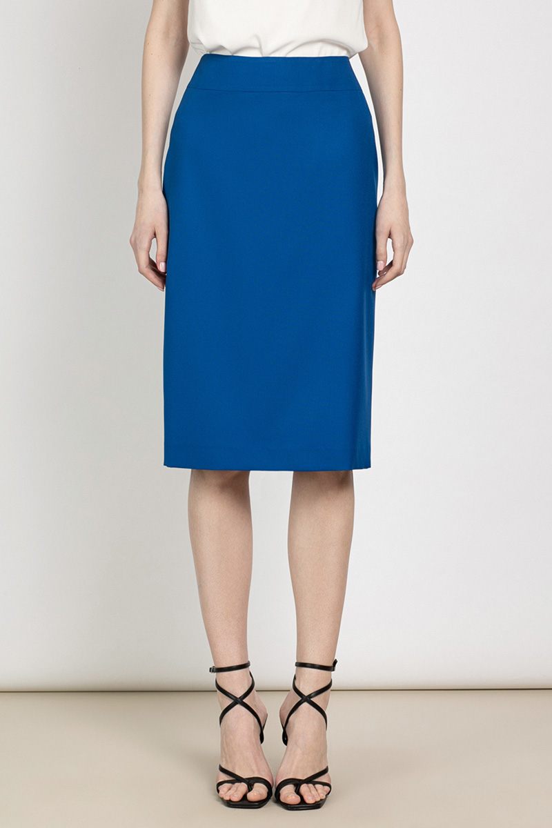 Классическая юбка зауженного силуэта VASSA&Co, пол женский, цвет синий, фото №2