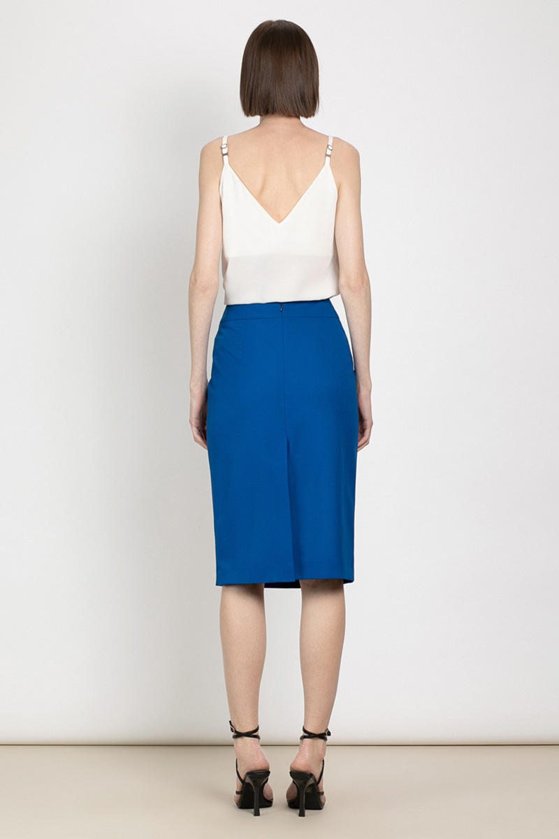 Классическая юбка зауженного силуэта VASSA&Co, пол женский, цвет синий, фото №3