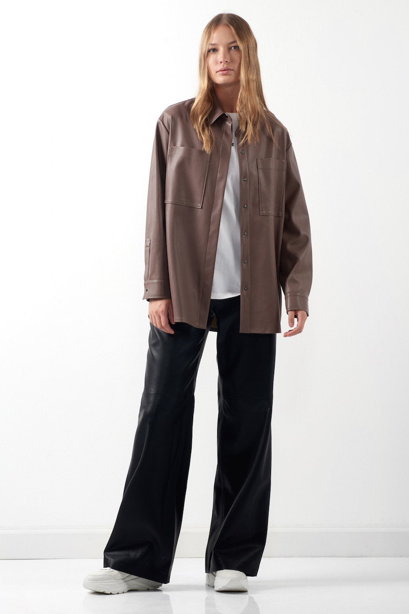 Рубашка из экокожи VASSA CODE, пол женский, цвет коричневый, фото №3