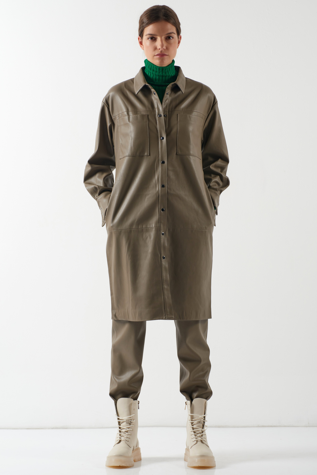 Платье из экокожи VASSA CODE, пол женский, цвет серый, фото №3