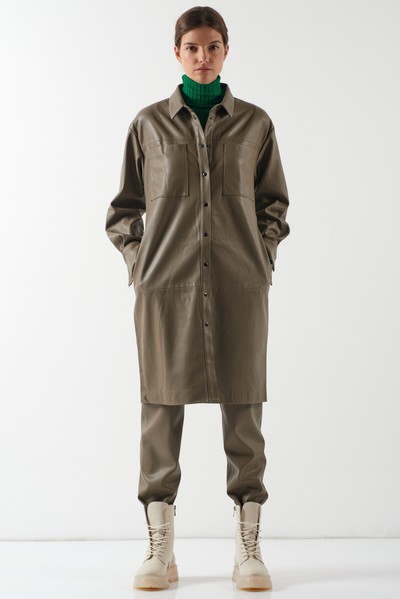 Платье из экокожи VASSA CODE, пол женский, цвет серый, фото №3