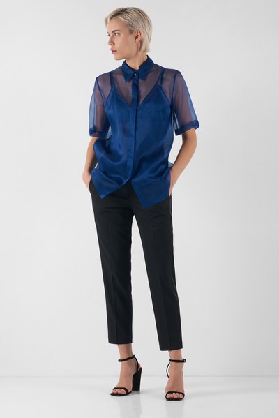 Блузка в синем цвете VASSA&Co, пол женский, цвет синий, фото №2