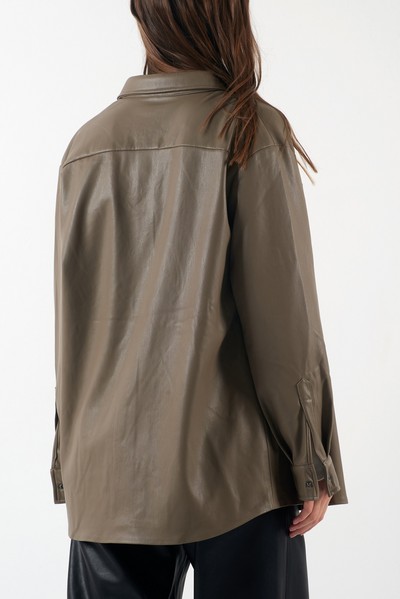 Рубашка из экокожи VASSA CODE, пол женский, цвет серый, фото №5