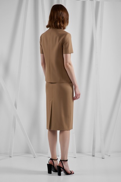 Прямой жакет с коротким рукавом VASSA&Co, пол женский, цвет коричневый, фото №4