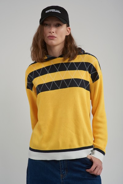 Худи из вязаного трикотажа VASSA CODE, пол женский, цвет желтый, фото №4