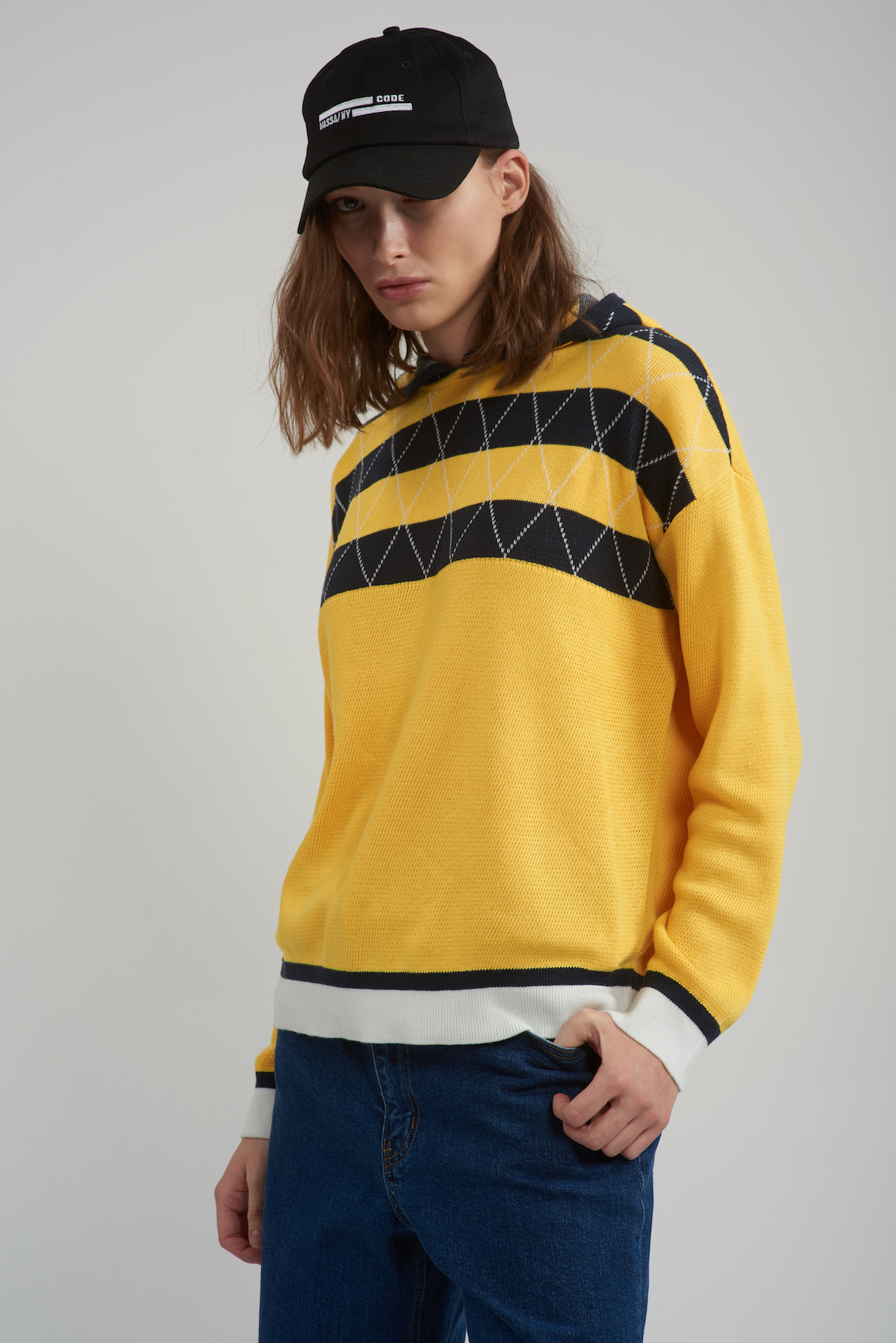 Худи из вязаного трикотажа VASSA CODE, пол женский, цвет желтый, фото №5