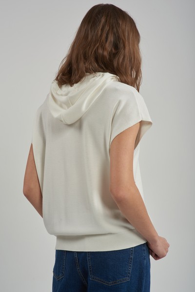 Худи из вязаного трикотажа VASSA CODE, пол женский, цвет белый, фото №3