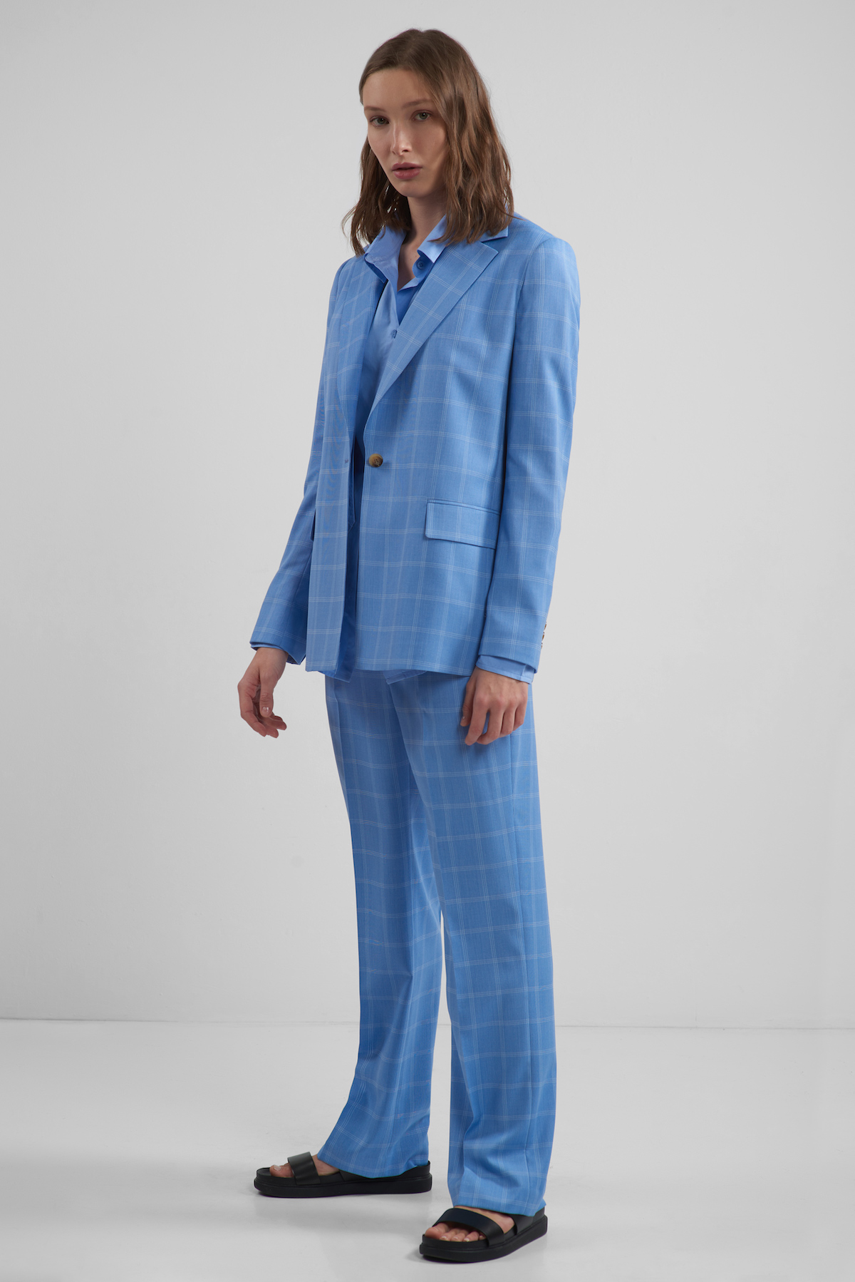 Жакет прямого кроя VASSA CODE, пол женский, цвет голубой, фото №5