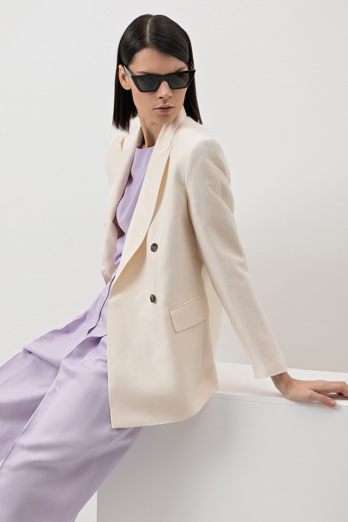 Кюлоты в сиреневом оттенке VASSA&Co, пол женский, цвет фиолетовый, фото №6