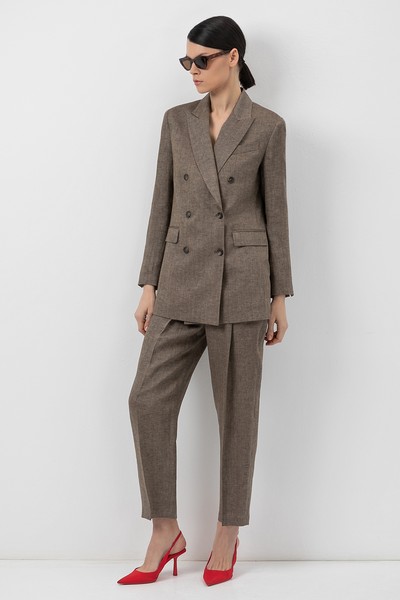 Жакет двубортный VASSA&Co, пол женский, цвет коричневый, фото №3