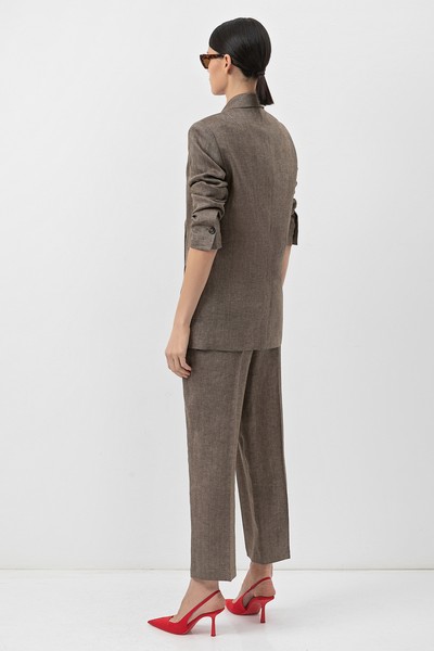 Жакет двубортный VASSA&Co, пол женский, цвет коричневый, фото №4