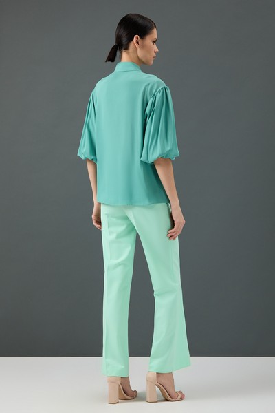 Блузка VASSA&Co, пол женский, цвет зеленый, фото №3