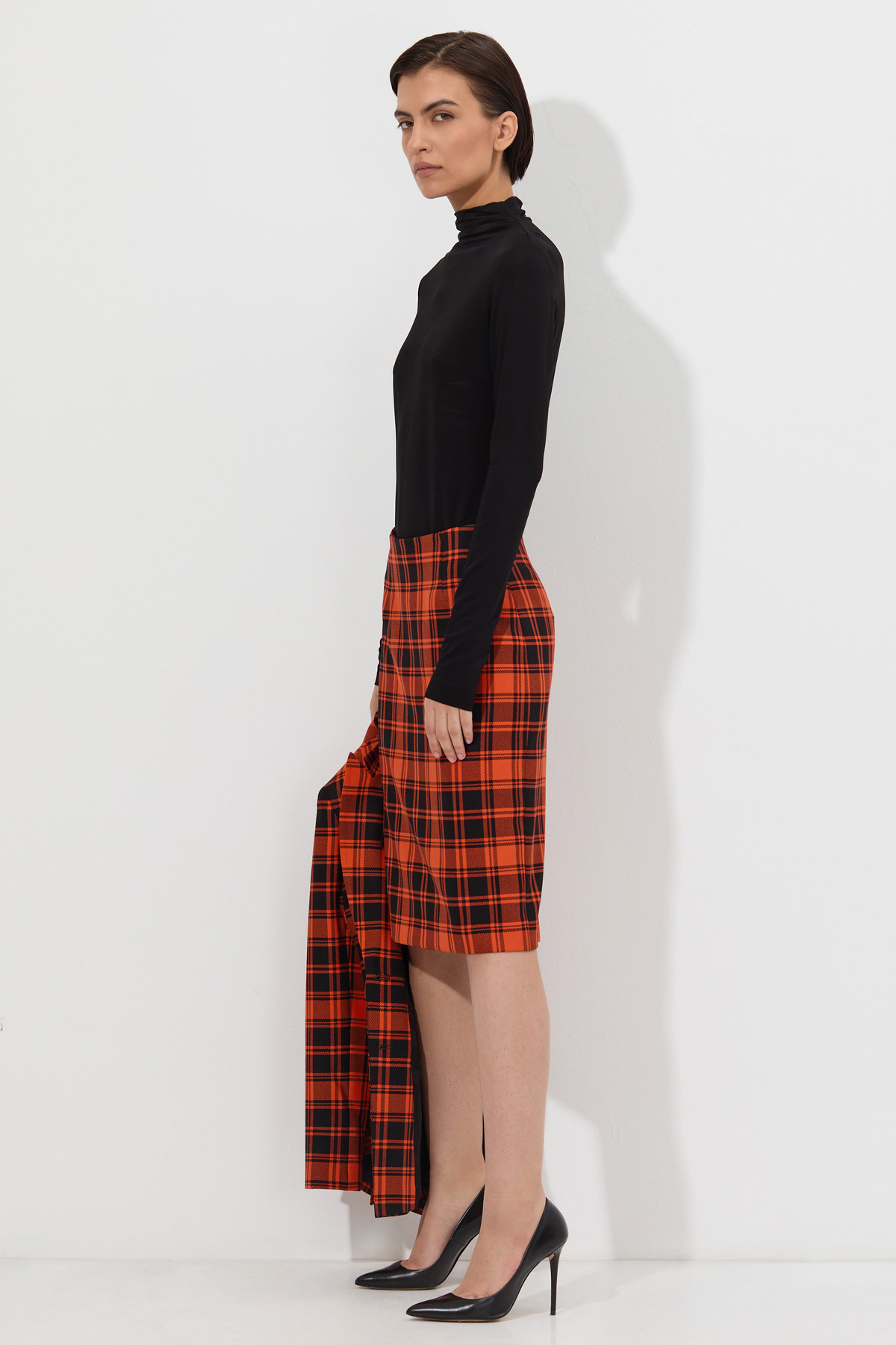 Юбка в клетку VASSA&Co, пол женский, цвет оранжевый, фото №3