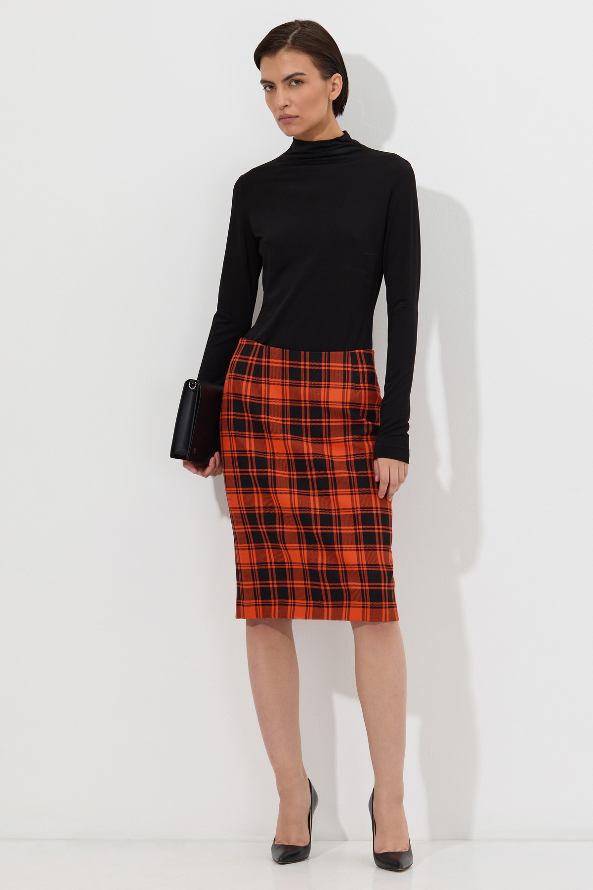 Юбка в клетку VASSA&Co, пол женский, цвет оранжевый, фото №2
