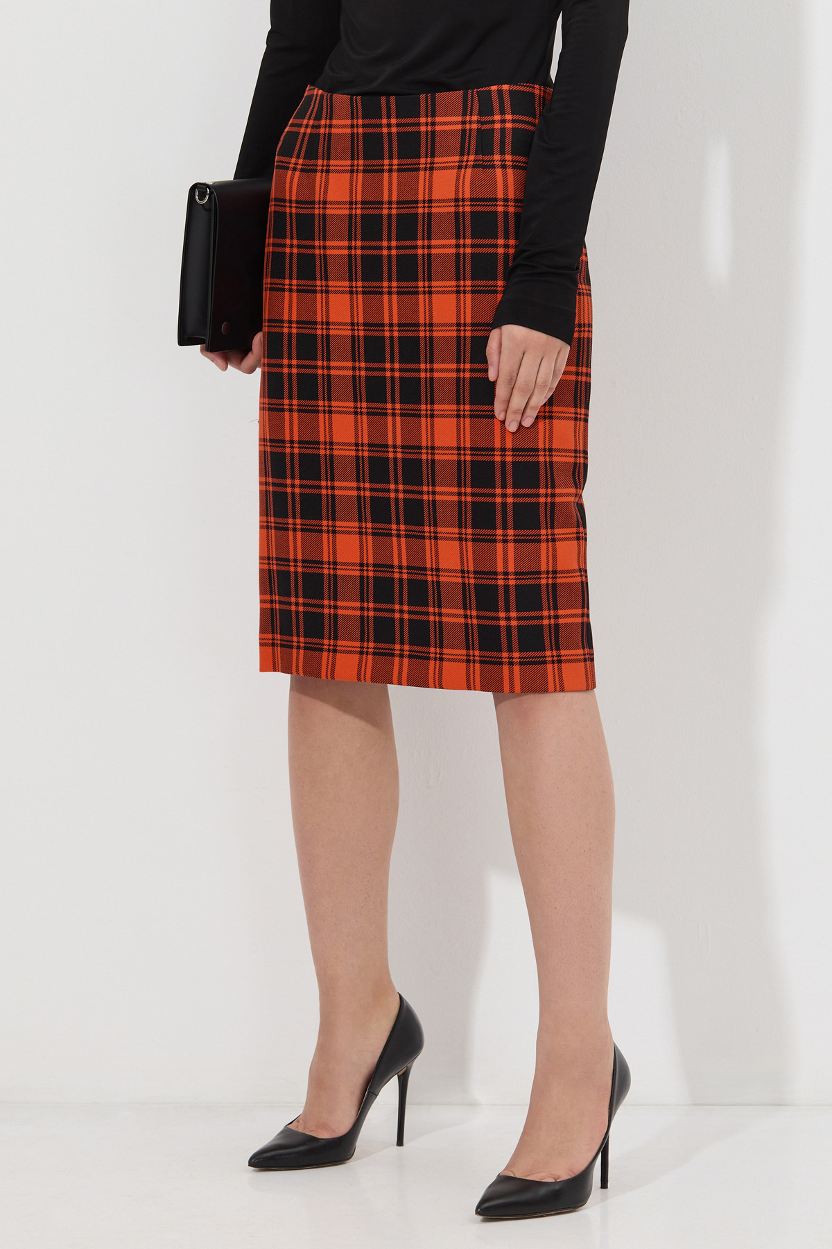 Юбка в клетку VASSA&Co, пол женский, цвет оранжевый, фото №4