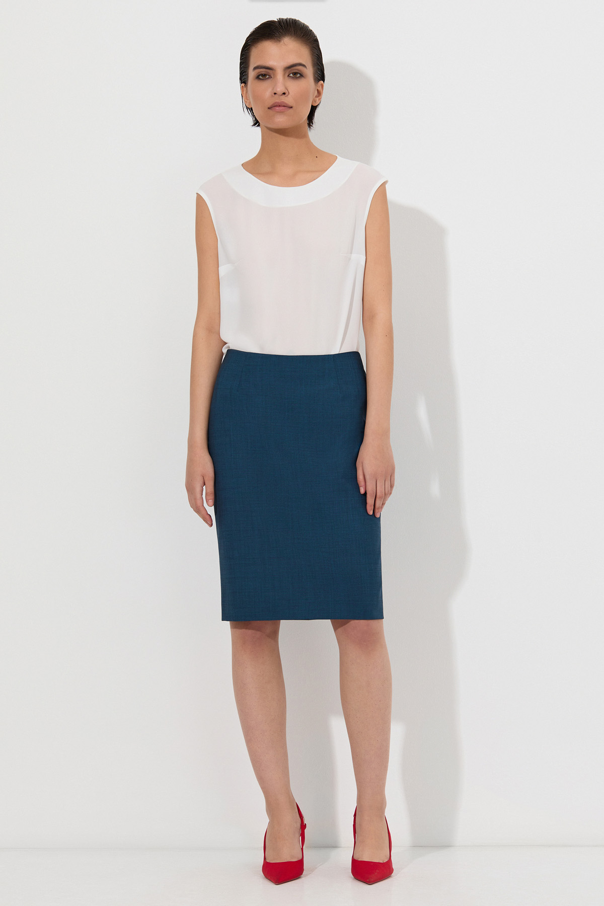 Юбка-карандаш VASSA&Co, пол женский, цвет синий, фото №2