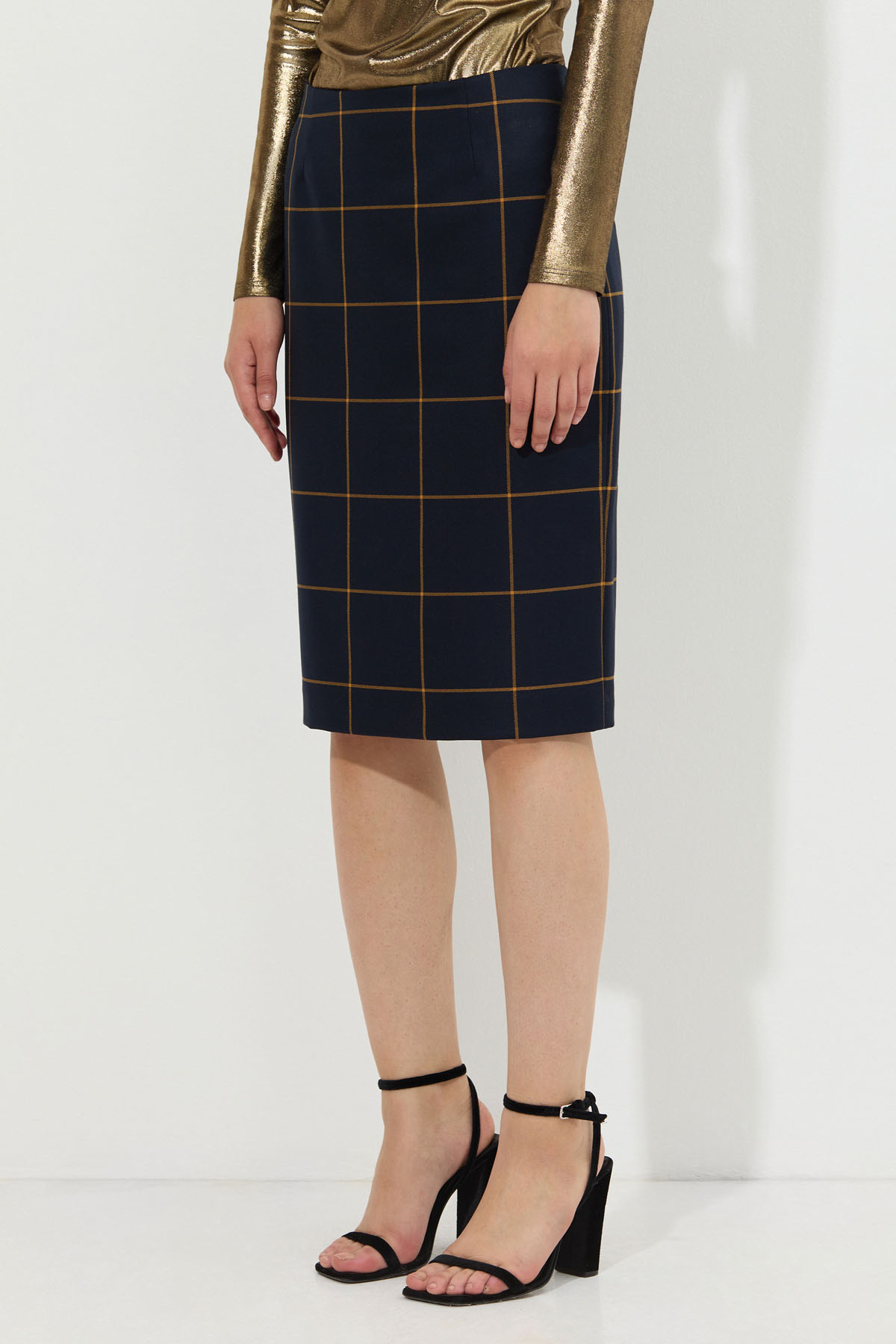 Юбка в клетку VASSA&Co, пол женский, цвет синий, фото №2