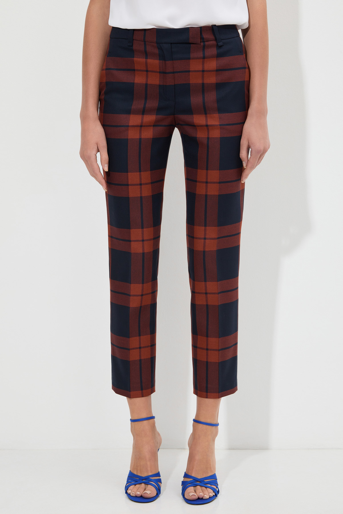 Брюки из клетчатой ткани VASSA&Co, пол женский, цвет красный, фото №4