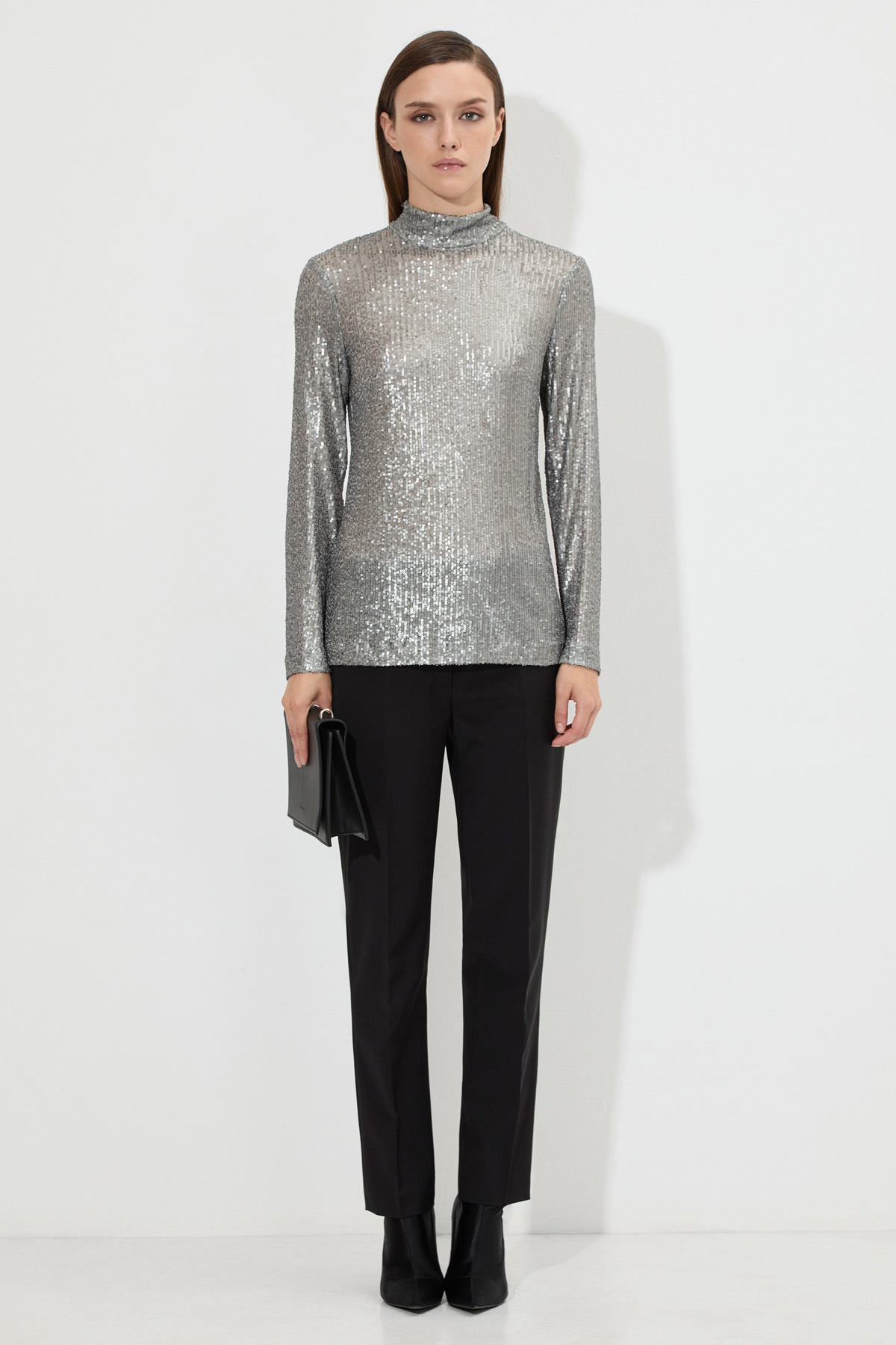 Блузка с пайетками VASSA&Co, пол женский, цвет серый, фото №2