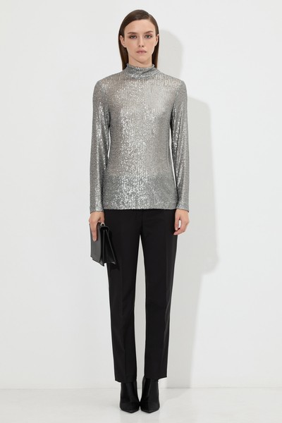 Блузка с пайетками VASSA&Co, пол женский, цвет серый, фото №2