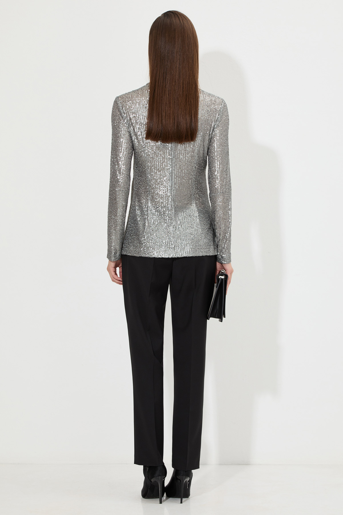 Блузка с пайетками VASSA&Co, пол женский, цвет серый, фото №5