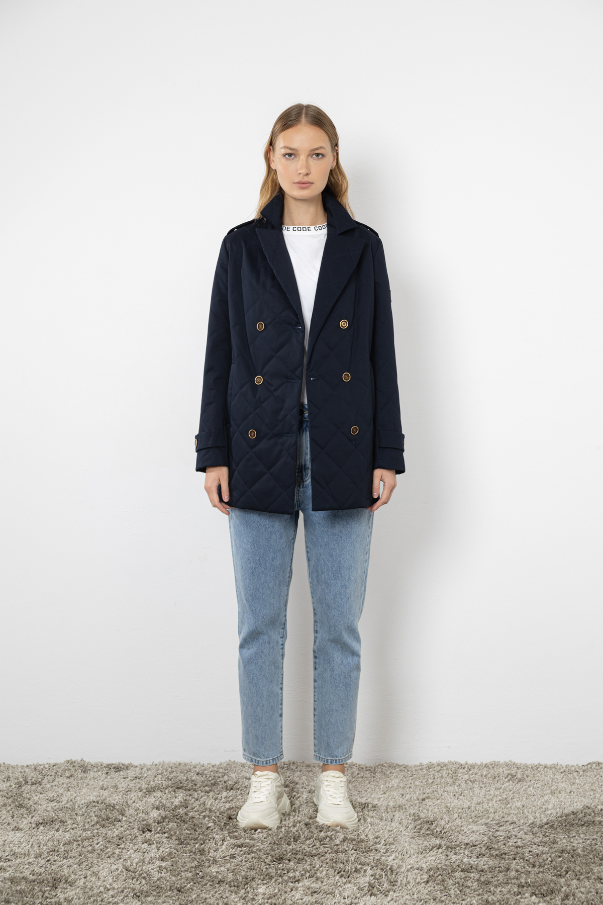 Стеганое пальто , пол женский, цвет синий, фото №2