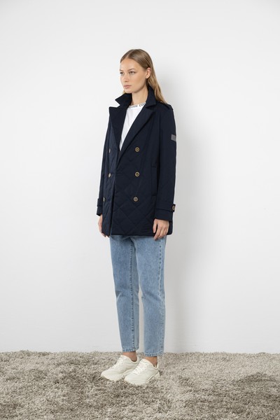 Стеганое пальто , пол женский, цвет синий, фото №3