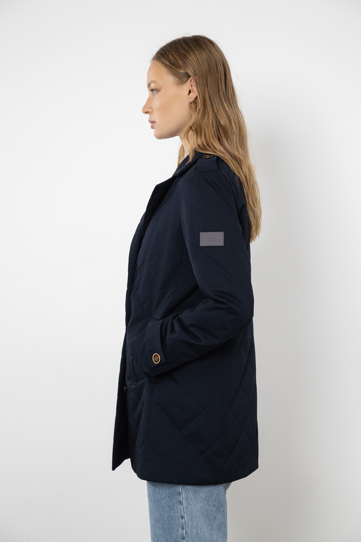 Стеганое пальто , пол женский, цвет синий, фото №4