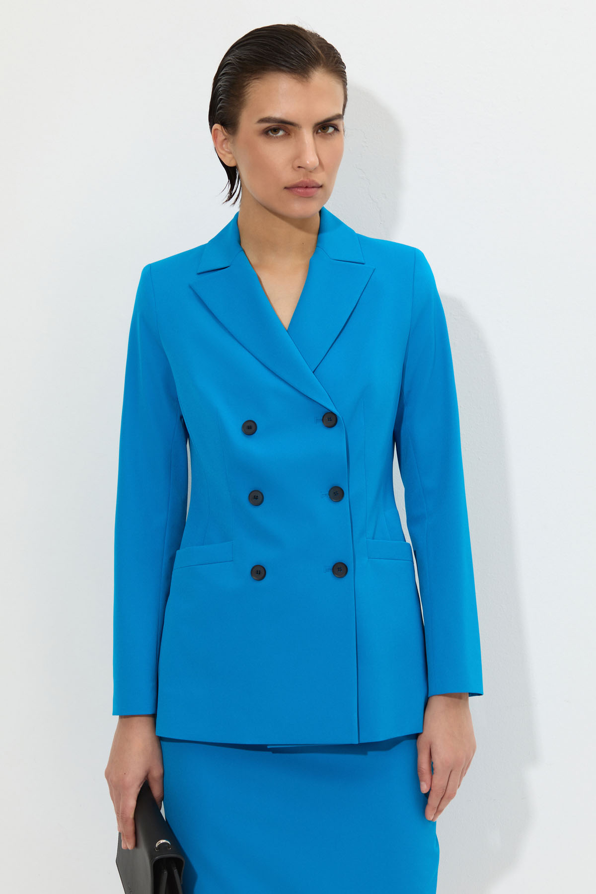 Жакет приталенного кроя VASSA&Co, пол женский, цвет голубой, фото №2