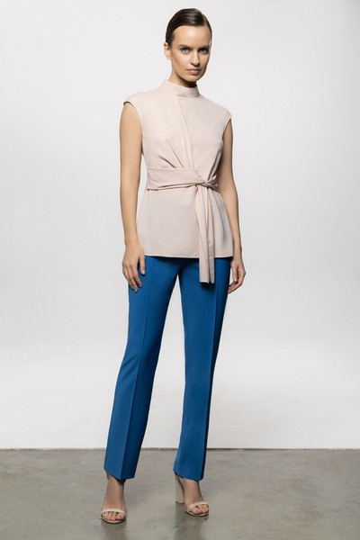 Блузка с драпировкой VASSA&Co, пол женский, цвет бежевый, фото №2