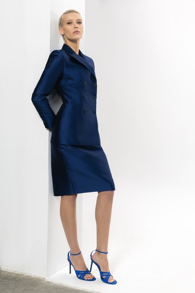 Двубортный жакет из шелка VASSA&Co, пол female, цвет синий, фото №2