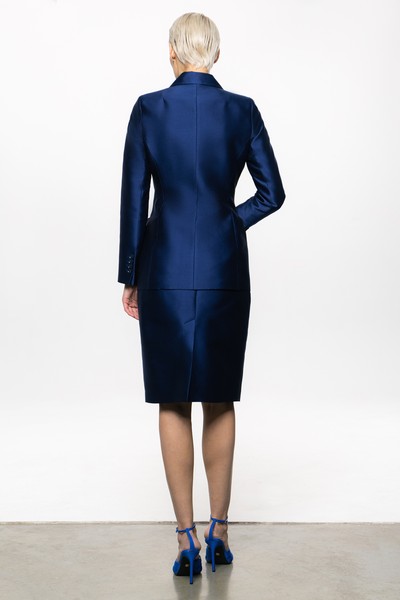 Двубортный жакет из шелка VASSA&Co, пол female, цвет синий, фото №5