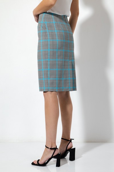 Прямая юбка в клетку VASSA&Co, пол женский, цвет голубой, фото №3