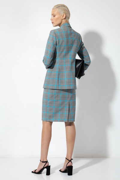 Прямая юбка в клетку VASSA&Co, пол женский, цвет голубой, фото №4