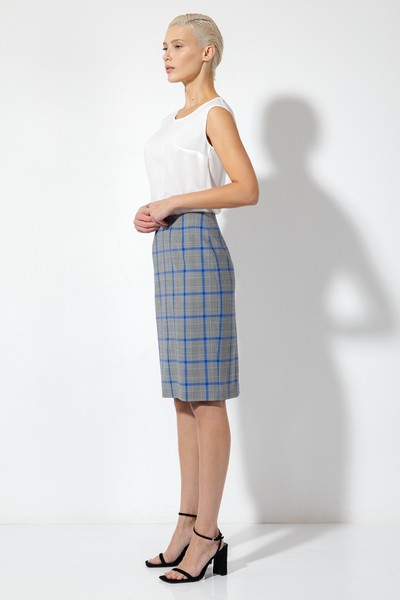 Прямая юбка в клетку VASSA&Co, пол female, цвет синий, фото №2